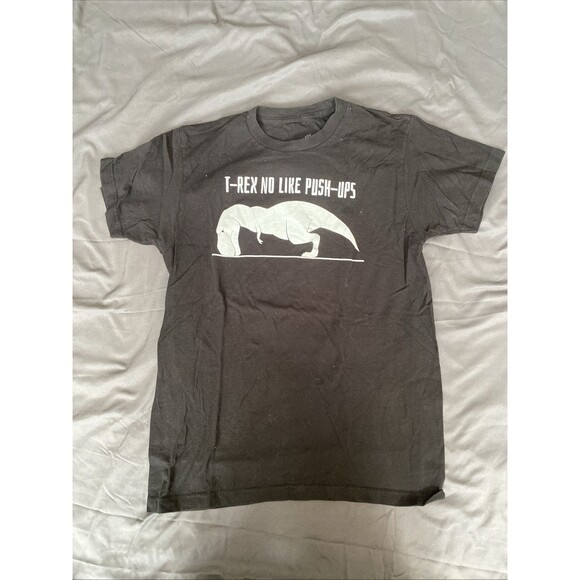 "T-Rex No Like Push Ups" T Rex Dinosaur vinyl FUNNY exercise T-shirt - Medium - Picture 1 of 1